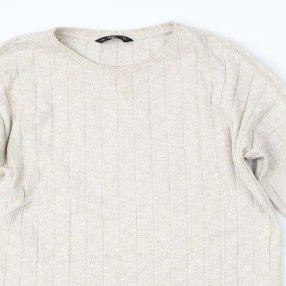 F&F Womens Beige Round Neck  Polyester Pullover Jumper Size 10