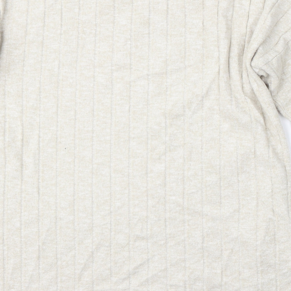 F&F Womens Beige Round Neck  Polyester Pullover Jumper Size 10