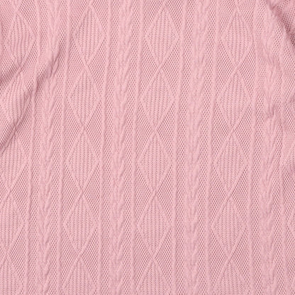 Bonmarché Womens Pink Round Neck  Polyester Pullover Jumper Size 10