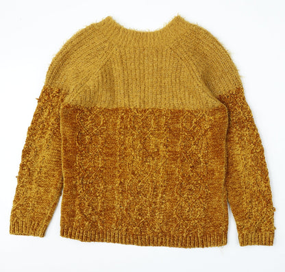 Womens UK Size M Papaya Yellow Pullover Jumper