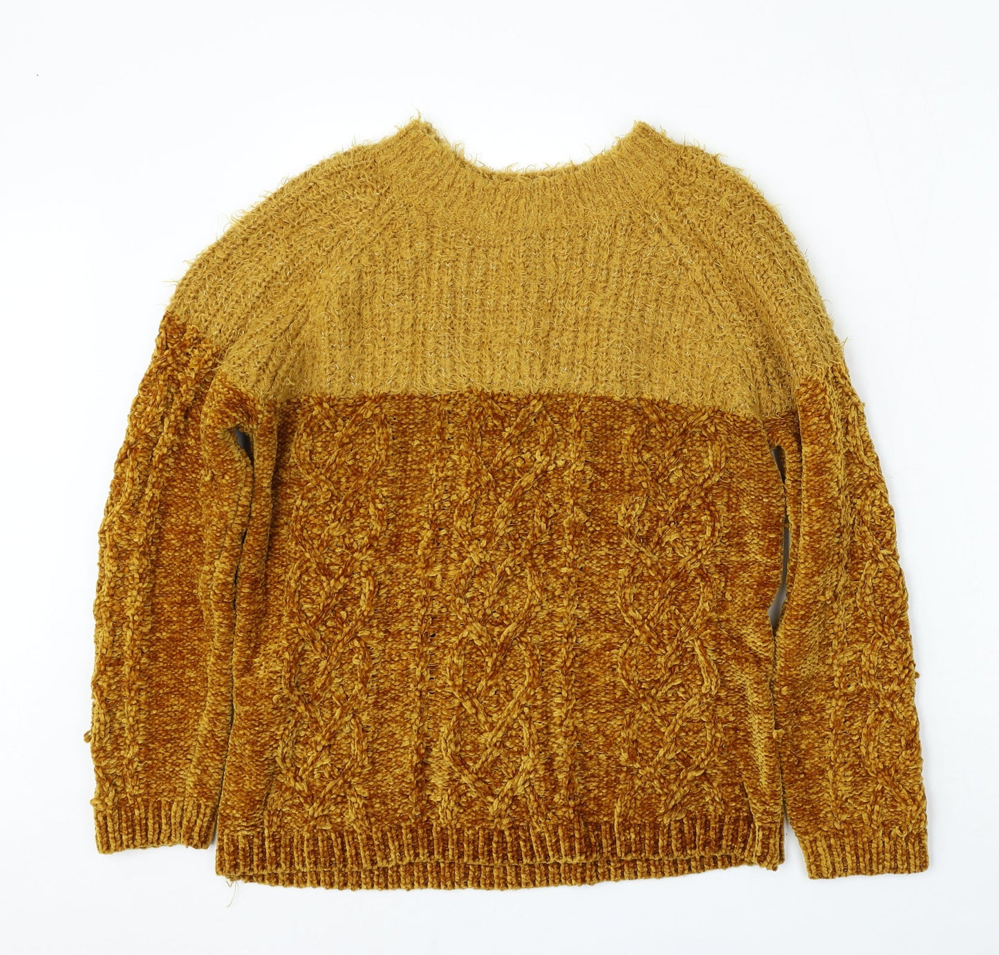 Womens UK Size M Papaya Yellow Pullover Jumper