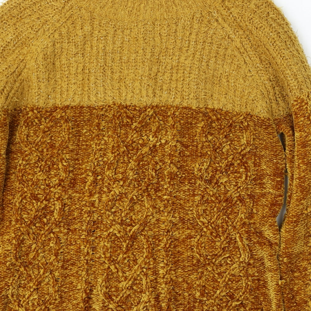 Womens UK Size M Papaya Yellow Pullover Jumper