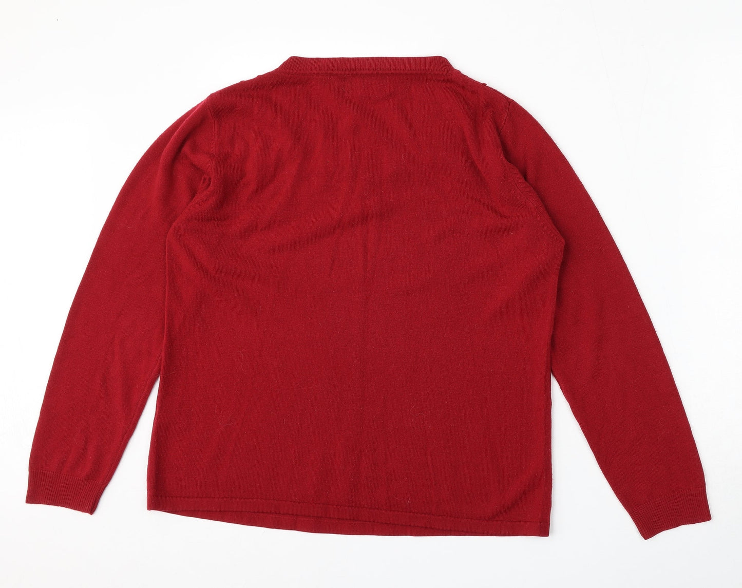 REFLECT knitwear Womens Red Round Neck  Acrylic Pullover Jumper Size S