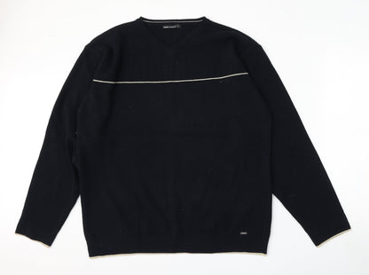 Fashion Union Mens Blue V-Neck  Polyester Pullover Jumper Size L
