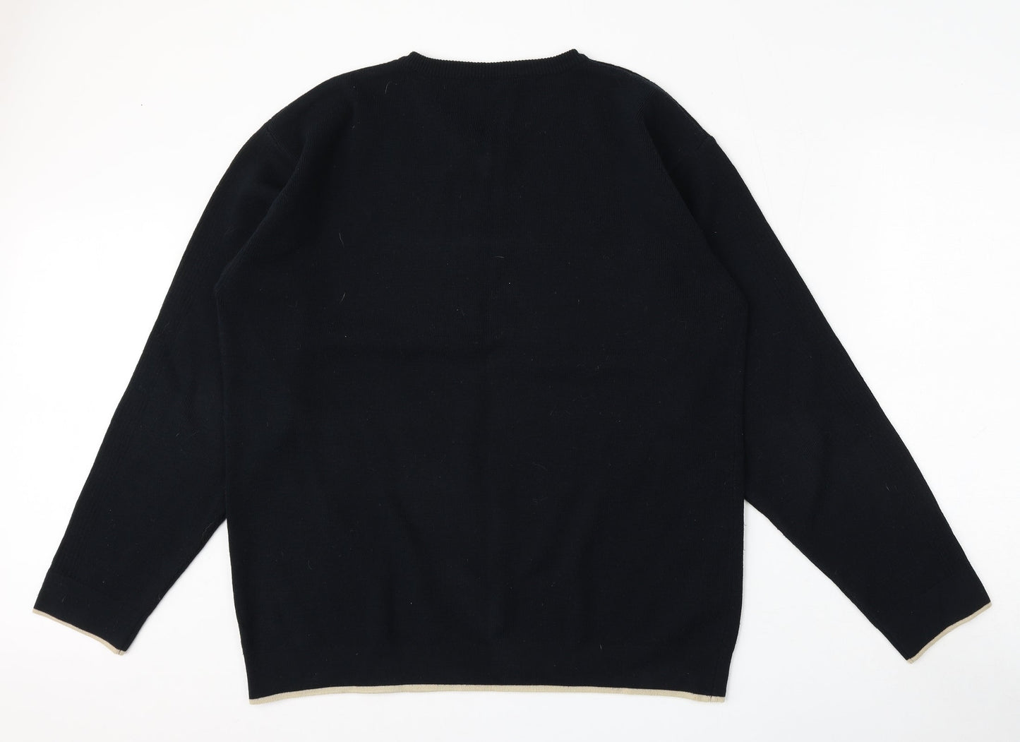 Fashion Union Mens Blue V-Neck  Polyester Pullover Jumper Size L