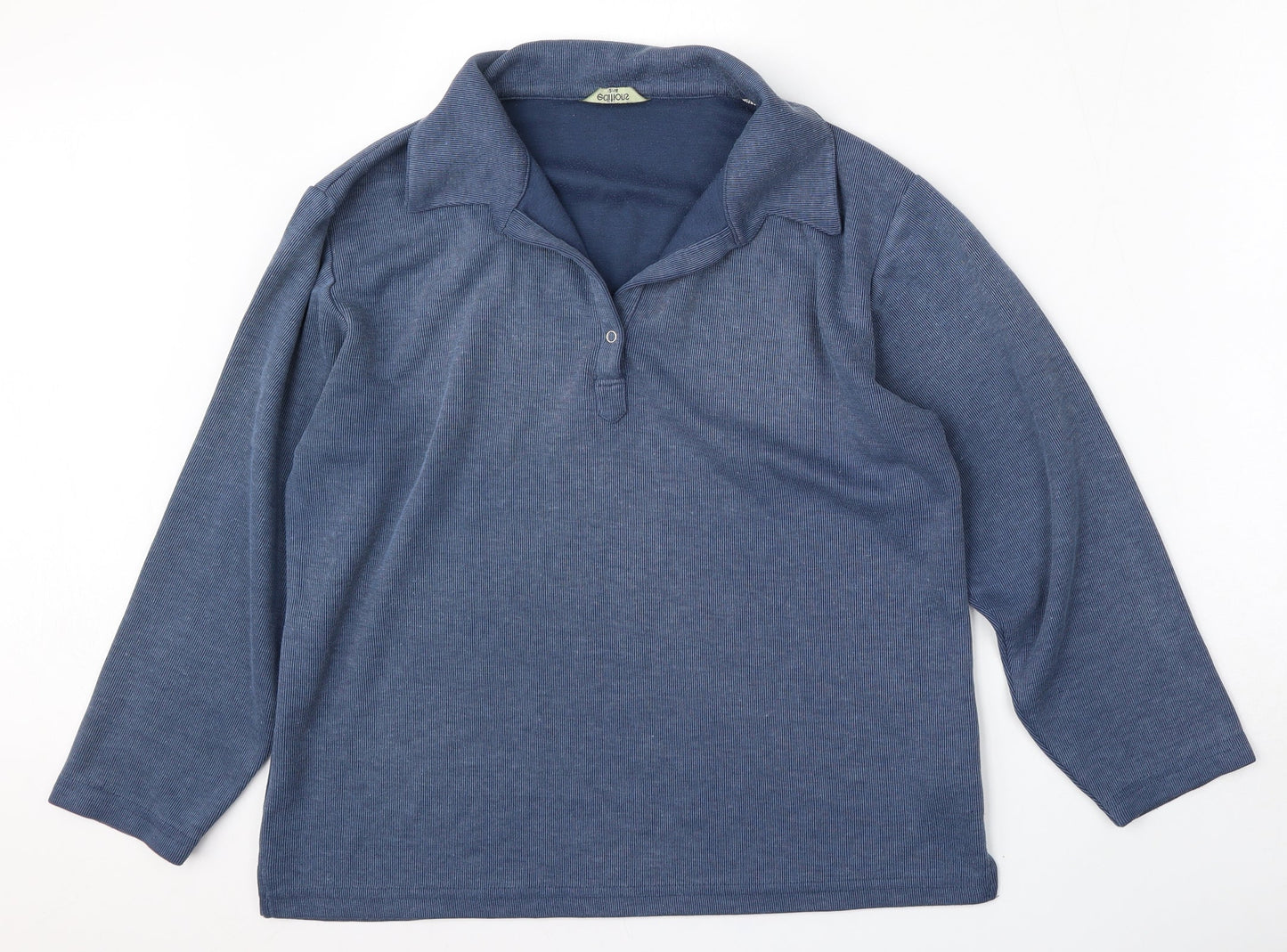 Editions Womens Blue  Polyester Pullover Sweatshirt Size L  Button