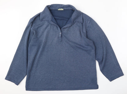 Editions Womens Blue  Polyester Pullover Sweatshirt Size L  Button