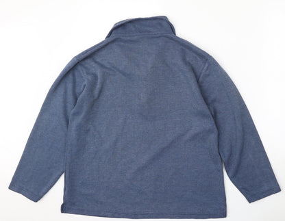 Editions Womens Blue  Polyester Pullover Sweatshirt Size L  Button