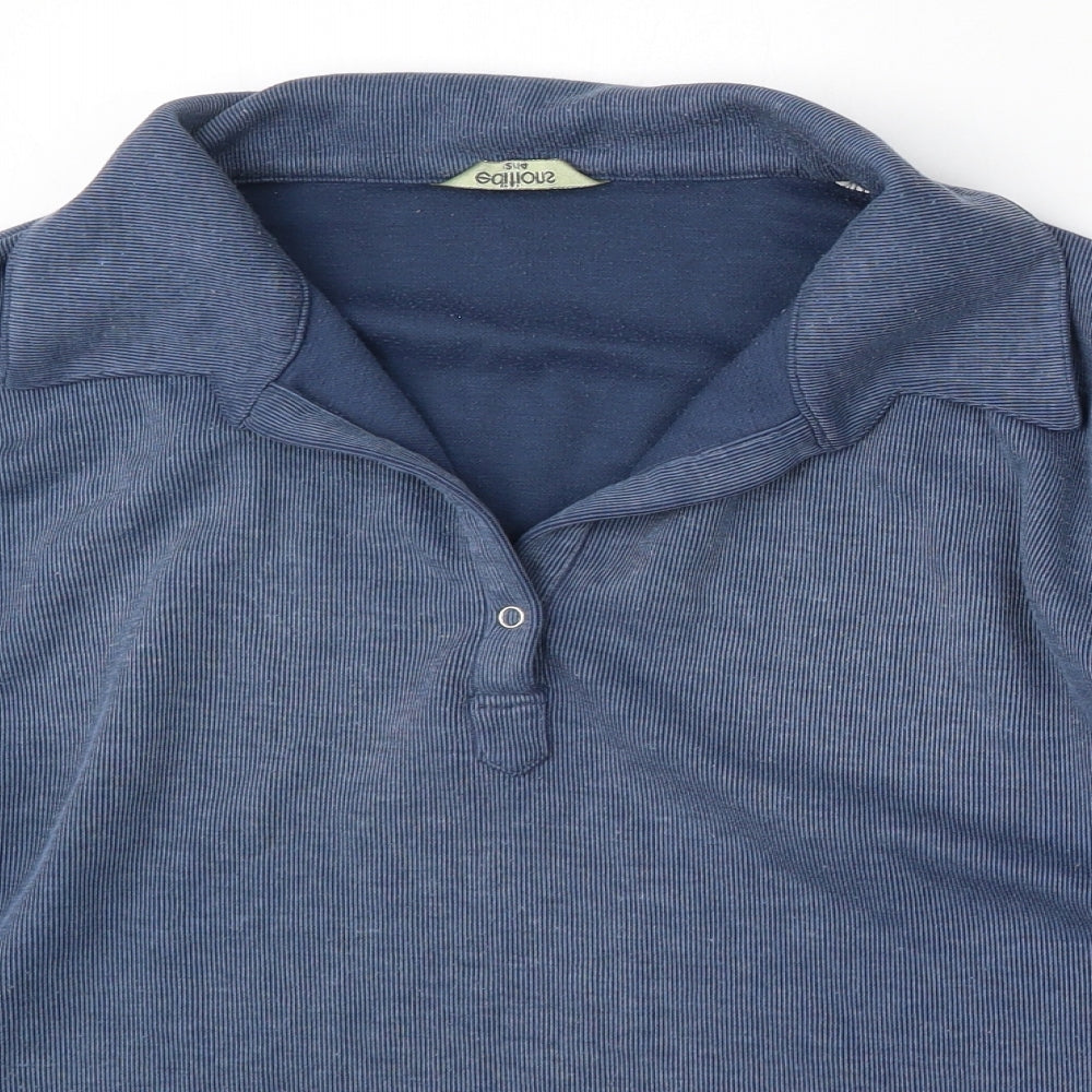 Editions Womens Blue  Polyester Pullover Sweatshirt Size L  Button