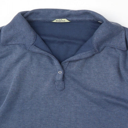 Editions Womens Blue  Polyester Pullover Sweatshirt Size L  Button