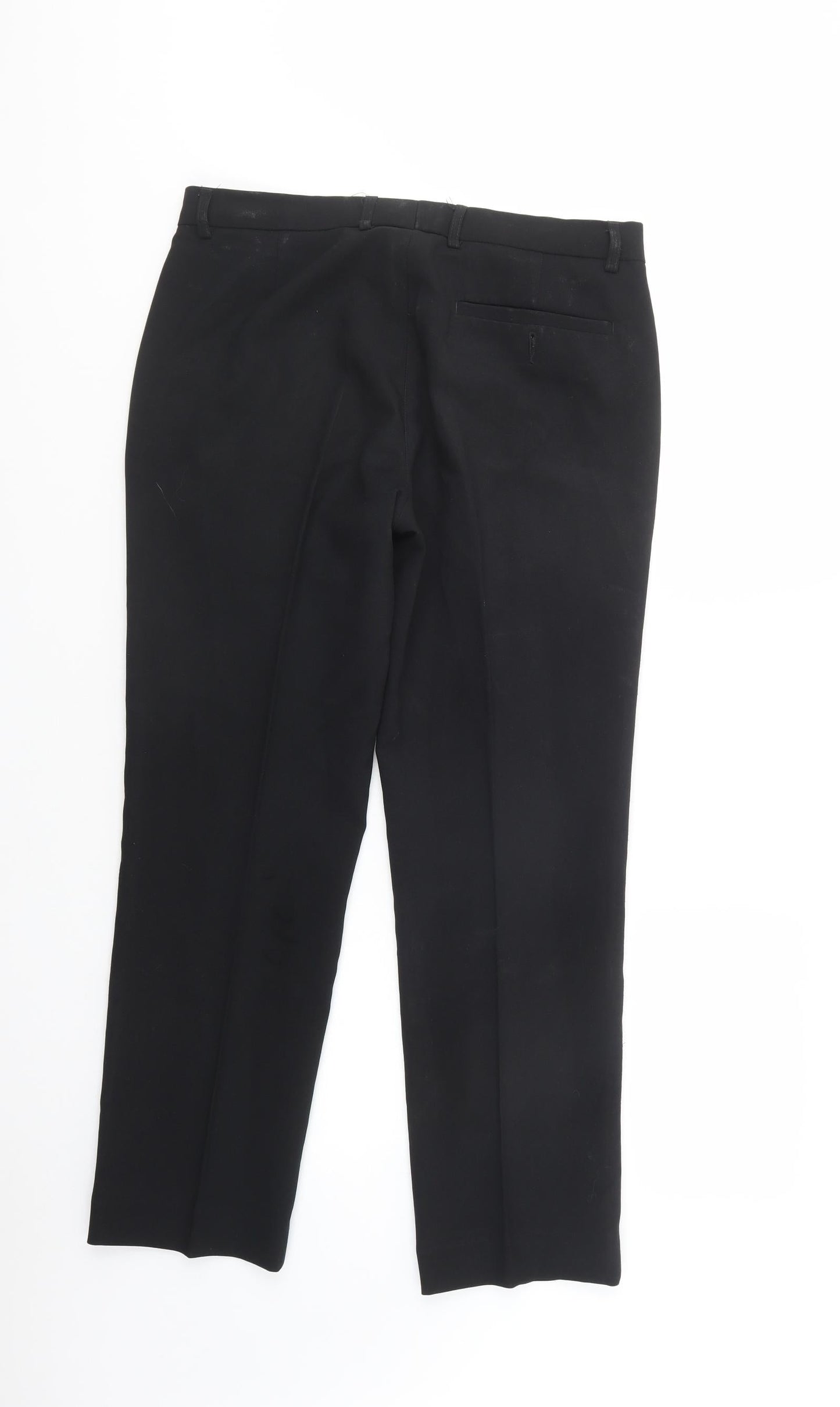 Peacocks Mens Black  Polyester Dress Pants Trousers Size 32 in L30 in Regular Buckle