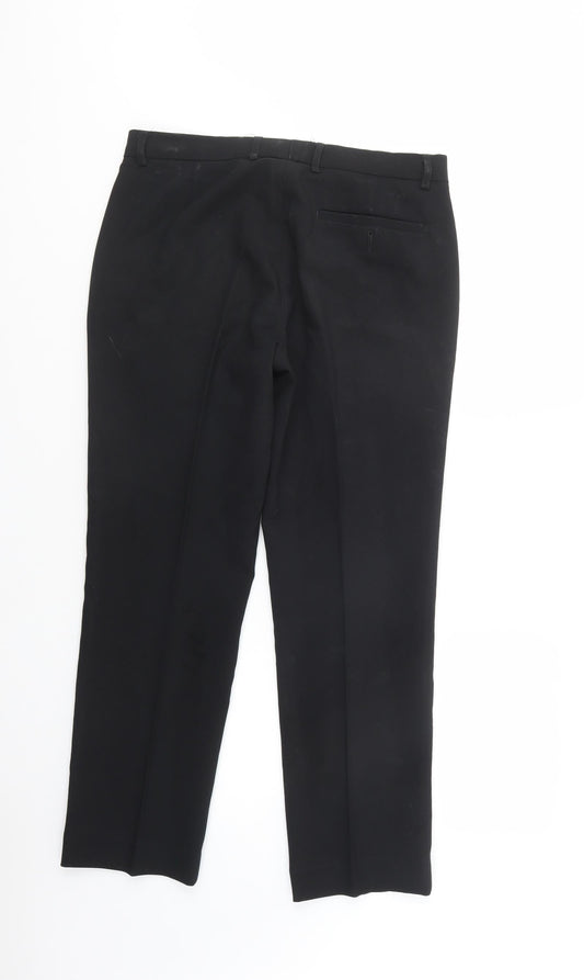 Peacocks Mens Black  Polyester Dress Pants Trousers Size 32 in L30 in Regular Buckle