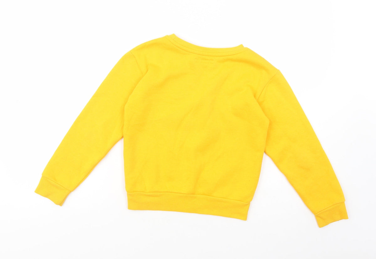 Back view of Primark girls’ yellow polyester pullover sweatshirt, size 9-10, years pullover - nyc