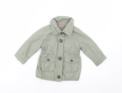 Additional front view of Gap Baby Green Basic Coat Coat, size 12-18, Months Button