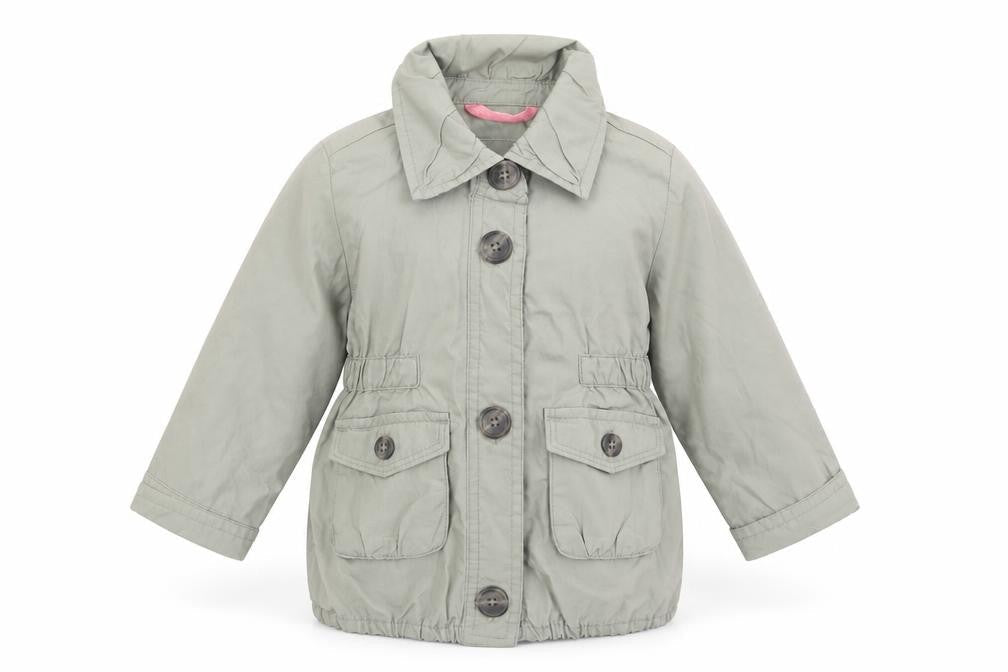 Front view of Gap Baby Green Basic Coat Coat, size 12-18, Months Button