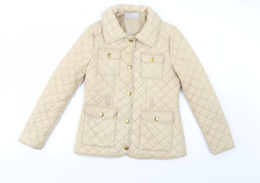 Vintage Boutique Womens Beige   Quilted Jacket Size 12  Snap