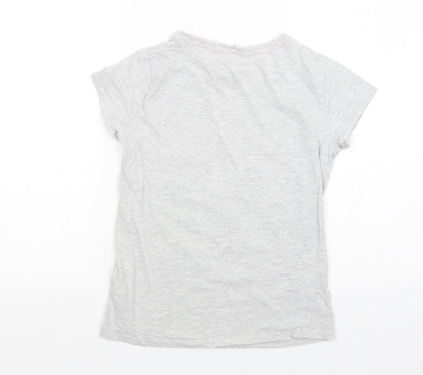 Pep & CO Girls Grey  Cotton Pullover T-Shirt Size 11-12 Years Crew Neck Pullover - Having Fun
