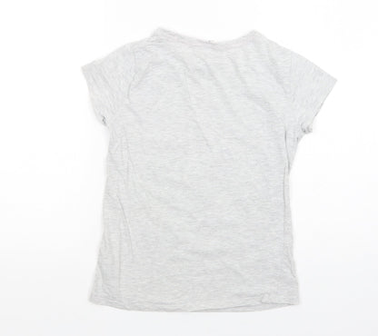 Pep & CO Girls Grey  Cotton Pullover T-Shirt Size 11-12 Years Crew Neck Pullover - Having Fun