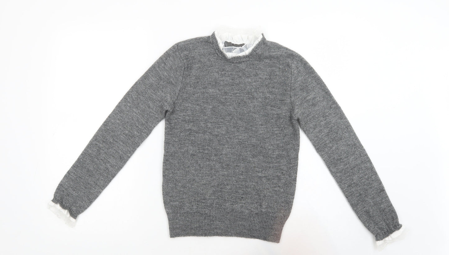 Primark Womens Grey Collared  Polyester Pullover Jumper Size 4