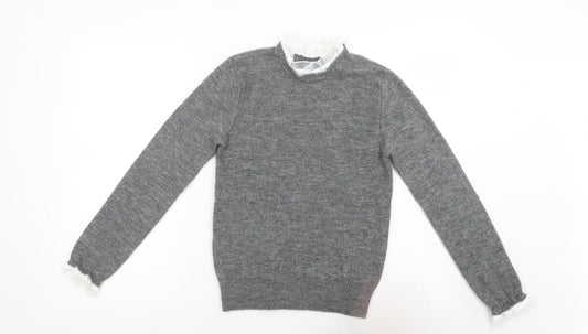 Primark Womens Grey Collared  Polyester Pullover Jumper Size 4