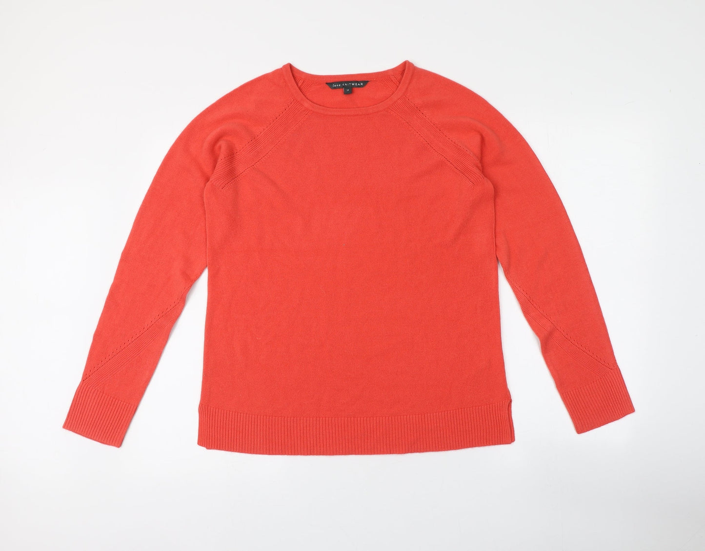 Womens UK Size 14 KNITWEAR Red Henley Jumper