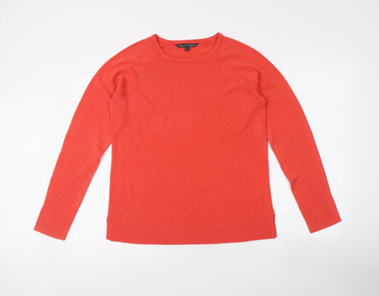 Womens UK Size 14 KNITWEAR Red Henley Jumper