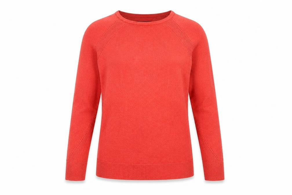 Womens UK Size 14 KNITWEAR Red Henley Jumper