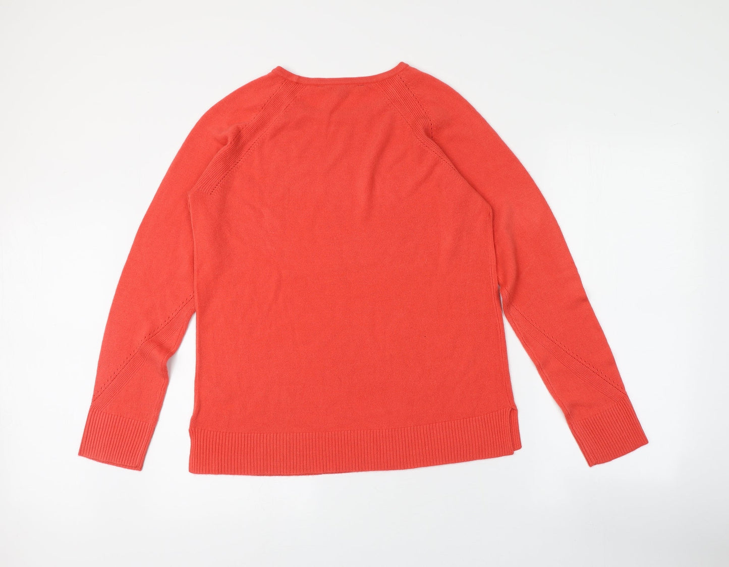 Womens UK Size 14 KNITWEAR Red Henley Jumper