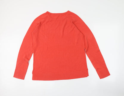 Womens UK Size 14 KNITWEAR Red Henley Jumper
