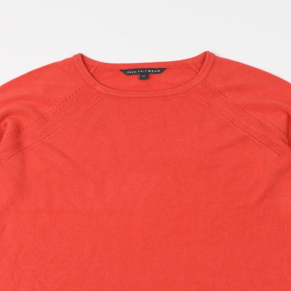 Womens UK Size 14 KNITWEAR Red Henley Jumper