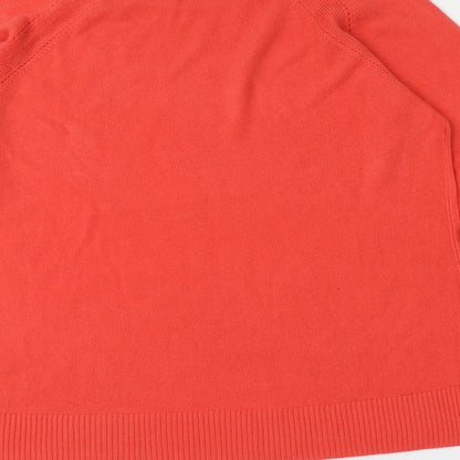 Womens UK Size 14 KNITWEAR Red Henley Jumper