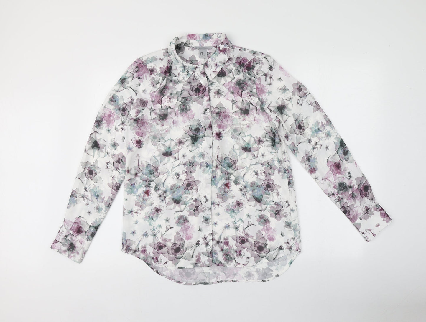 Womens UK Size 8 H&M Multicoloured Basic Button-Up