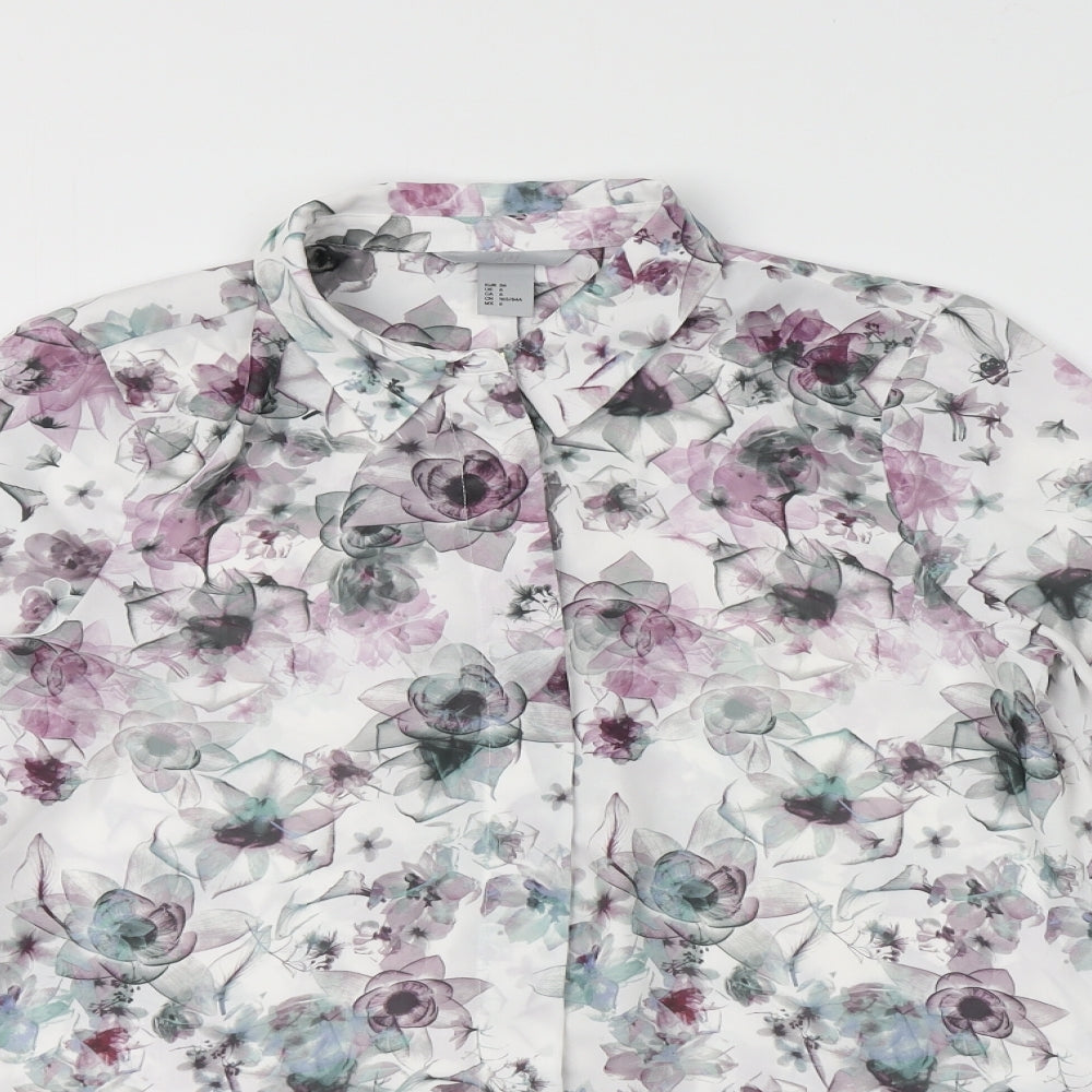 Womens UK Size 8 H&M Multicoloured Basic Button-Up