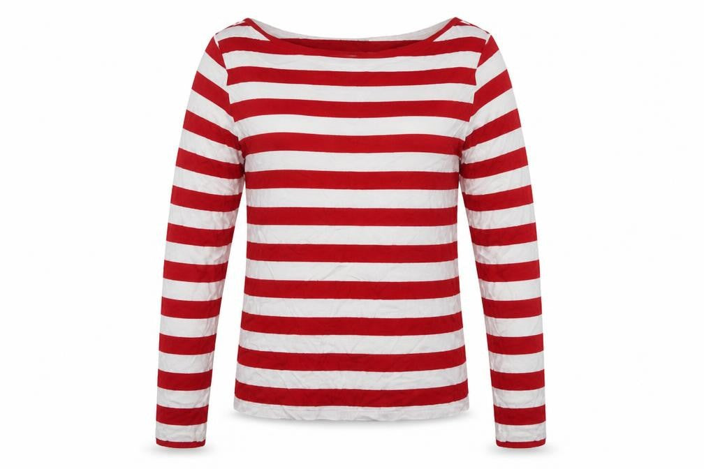 Front view of Limited Collection women’s multicoloured scoop neck striped polyester jumper, size UK 14