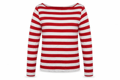 Front view of Limited Collection women’s multicoloured scoop neck striped polyester jumper, size UK 14