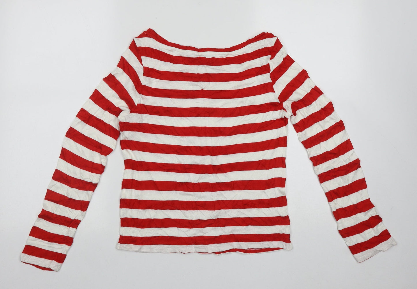 Limited Collection  Womens Multicoloured Scoop Neck Striped Polyester Pullover Jumper Size 14