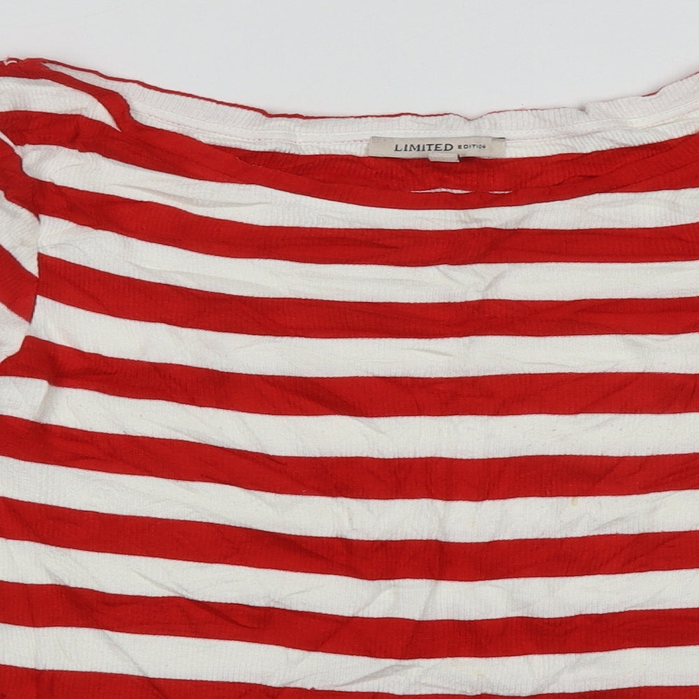 Limited Collection  Womens Multicoloured Scoop Neck Striped Polyester Pullover Jumper Size 14