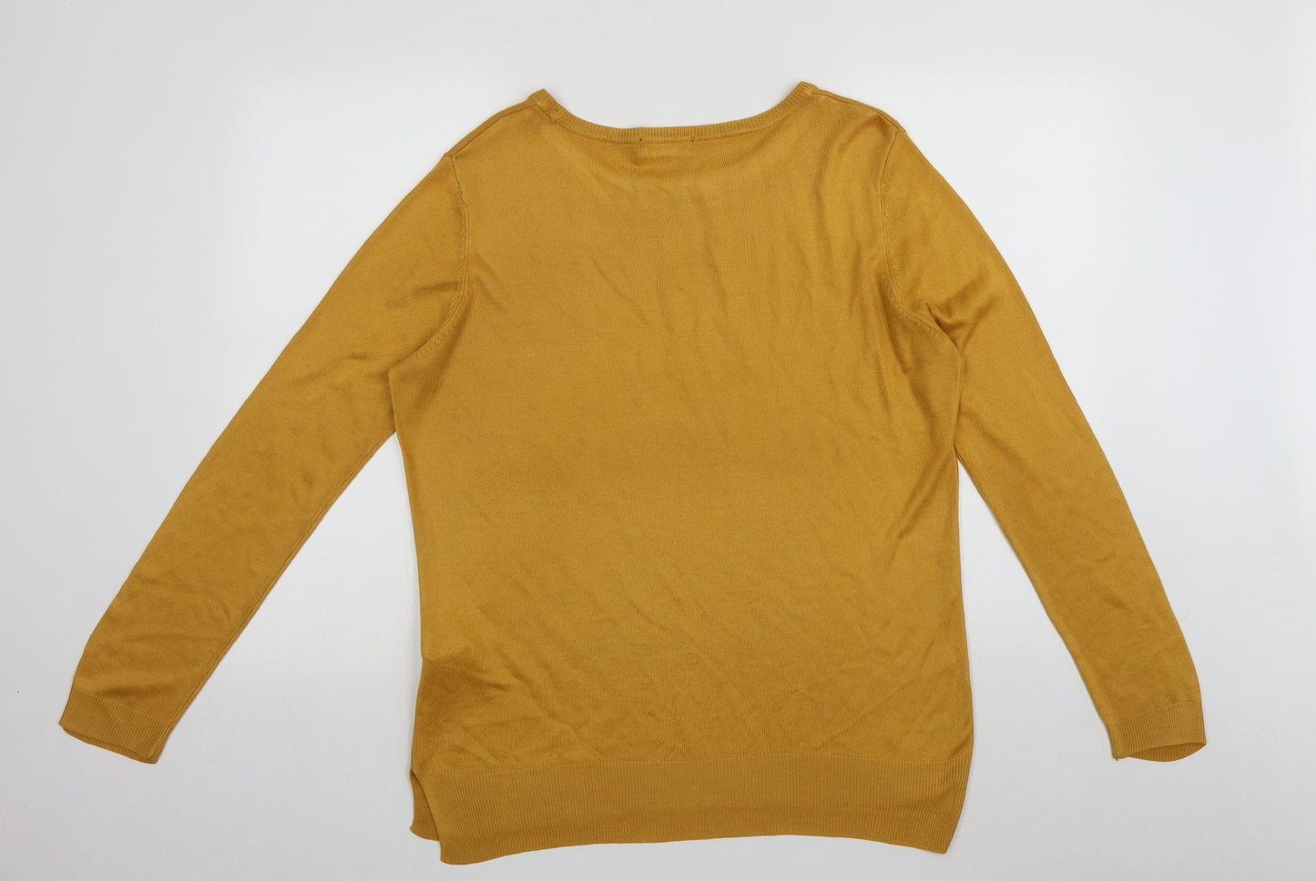 F&F  Womens Yellow Round Neck  Acrylic Pullover Jumper Size 12