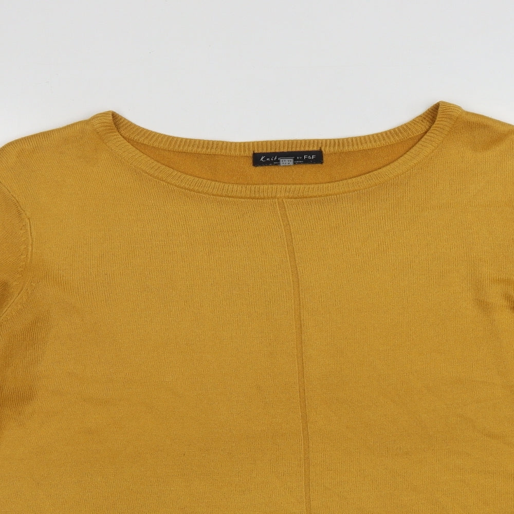 F&F  Womens Yellow Round Neck  Acrylic Pullover Jumper Size 12