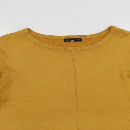 F&F  Womens Yellow Round Neck  Acrylic Pullover Jumper Size 12