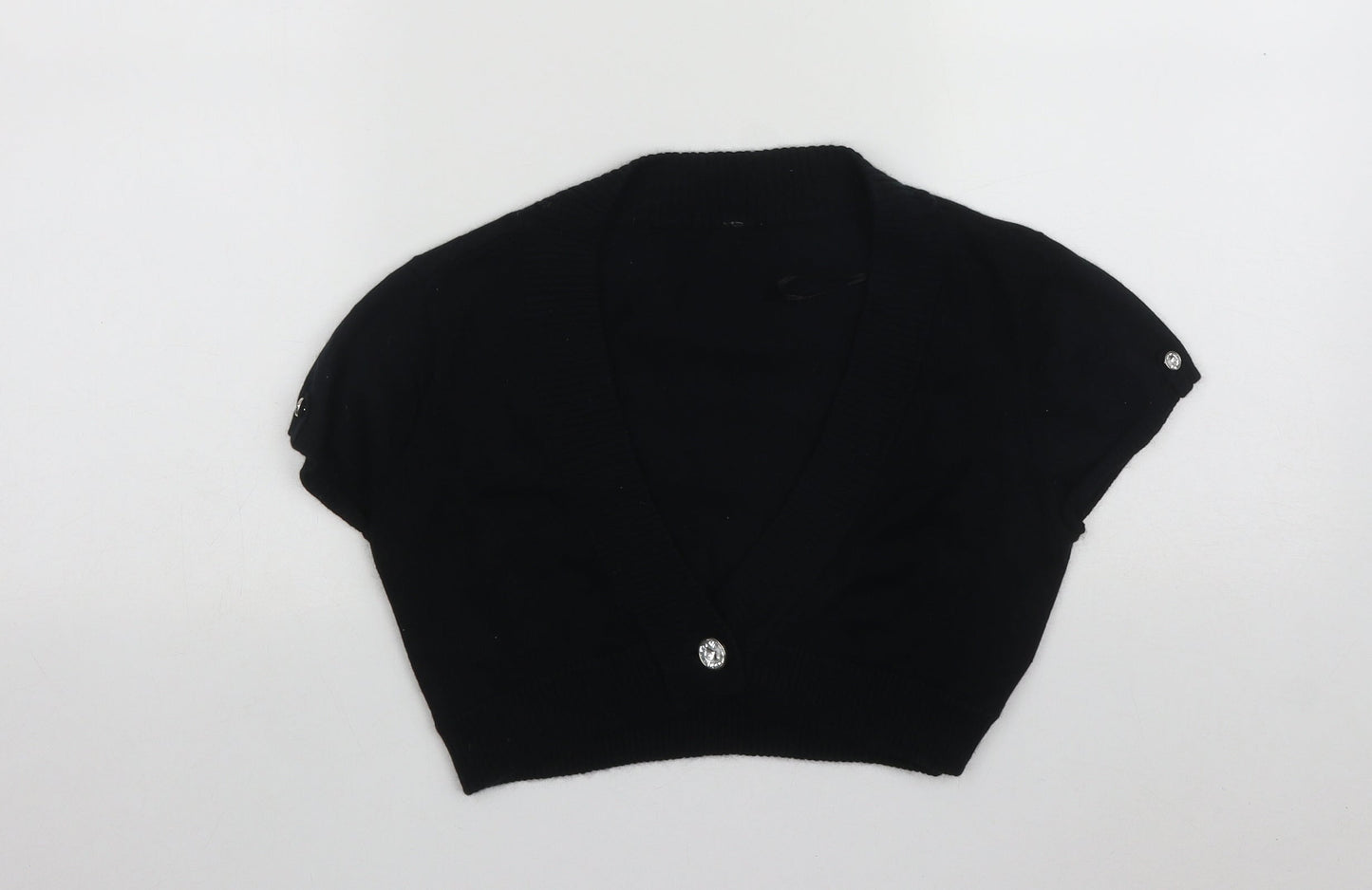 Bay   Womens Black V-Neck  Cotton Shrug Jumper Size 14