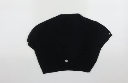 Bay   Womens Black V-Neck  Cotton Shrug Jumper Size 14