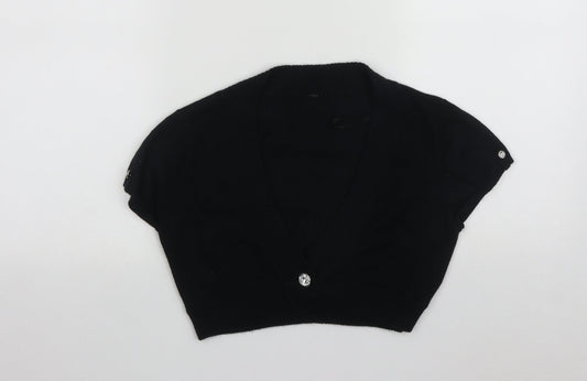 Bay   Womens Black V-Neck  Cotton Shrug Jumper Size 14