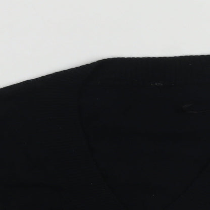 Bay   Womens Black V-Neck  Cotton Shrug Jumper Size 14