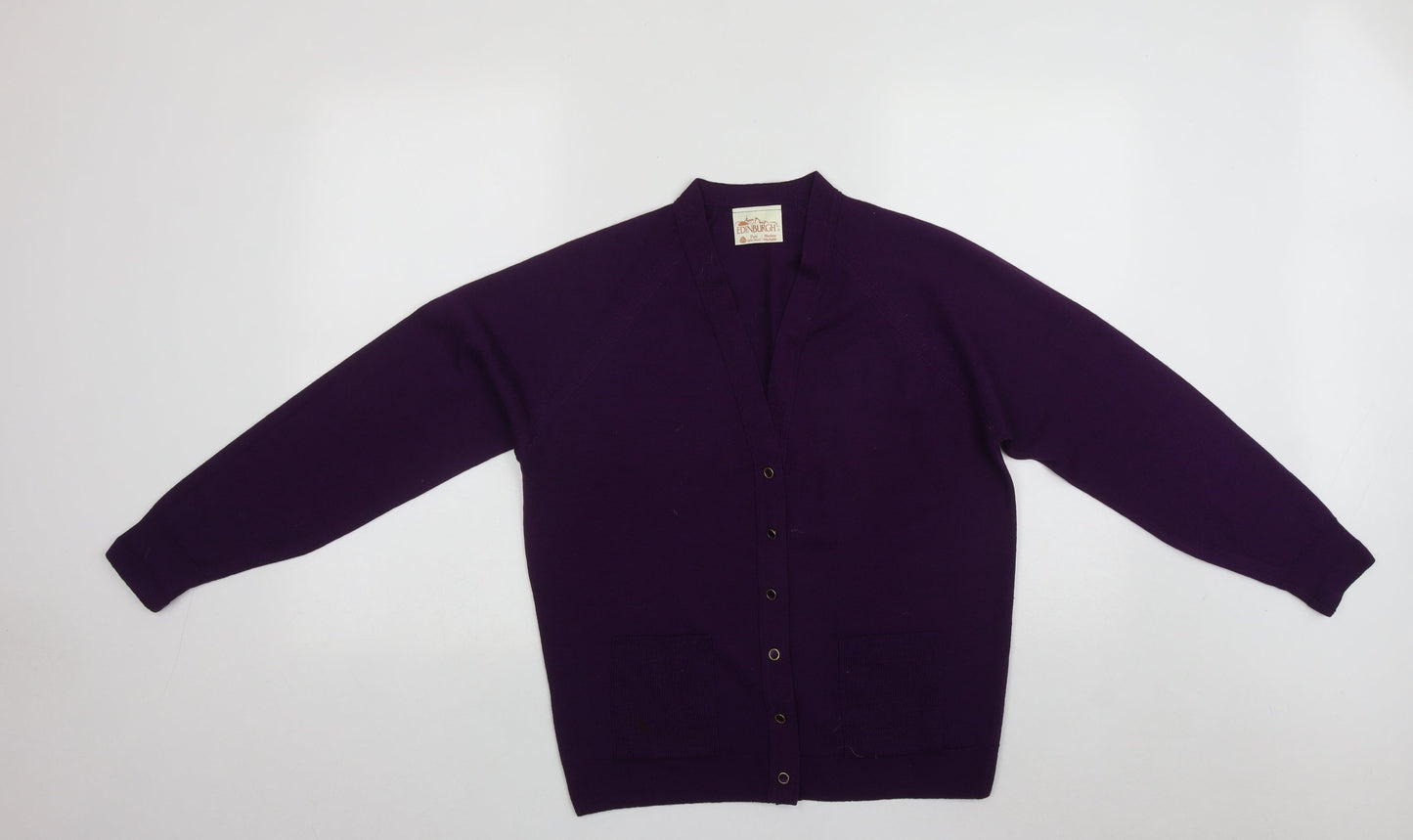 Edinburgh Womens Purple V-Neck  Acrylic Cardigan Jumper Size M