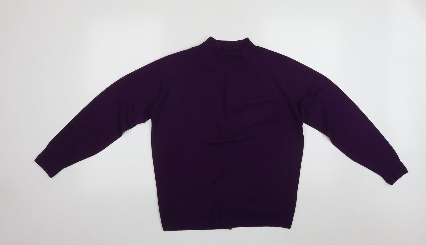 Edinburgh Womens Purple V-Neck  Acrylic Cardigan Jumper Size M