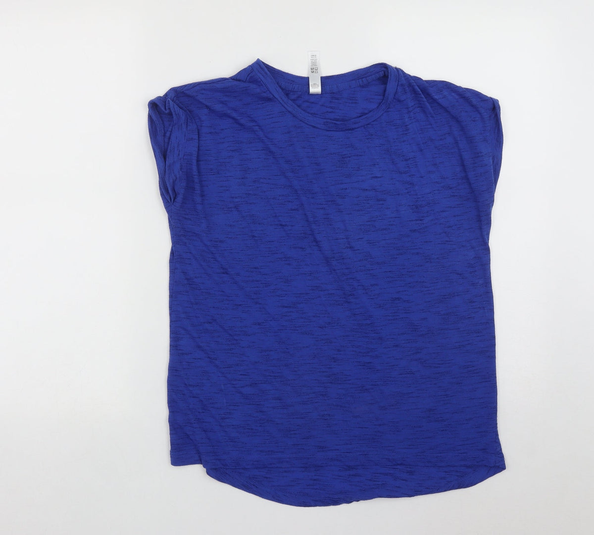 Additional front view of Kyodon women’s blue polyester basic t-shirt, size M, round neck