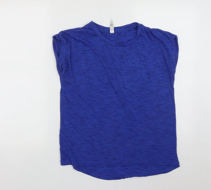 Additional front view of Kyodon women’s blue polyester basic t-shirt, size M, round neck