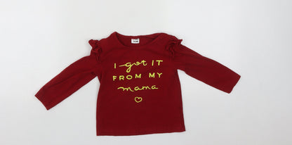 PatPat Girls Red  Cotton Pullover Jumper Size 18-24 Months