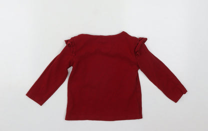 PatPat Girls Red  Cotton Pullover Jumper Size 18-24 Months